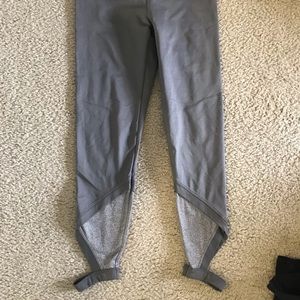 Gray workout leggings with ankle detail